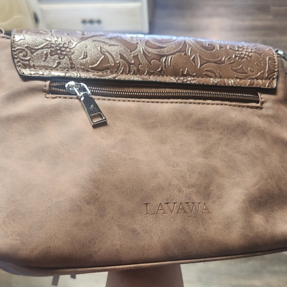 Lavawa Western Leather Purse with Fringe and Turquoise. - Picture 2 of 6